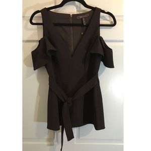 NWT BCBGMAXAZRIA Women's Cold Shoulder Peplum Top